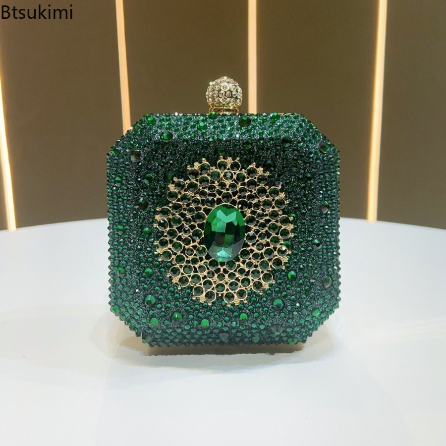 Mini Bag Evening Clutch - Mini Kristallen Avondtasje Dames Metalen Box