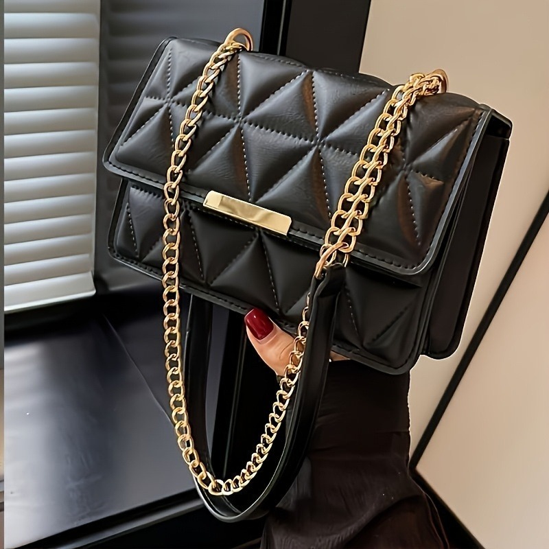 Luxury Quilted Bags - Damesschoudertas met modeketen, chique kleine vierkante