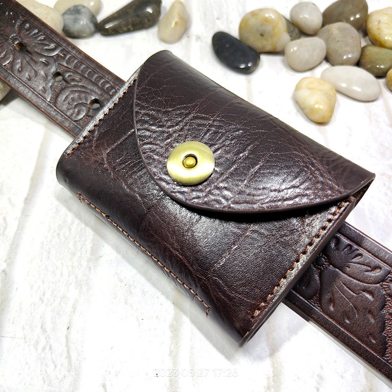 Key Holder Leather Pouch - Blongk Mini Heuptas Dunne Riem Pak