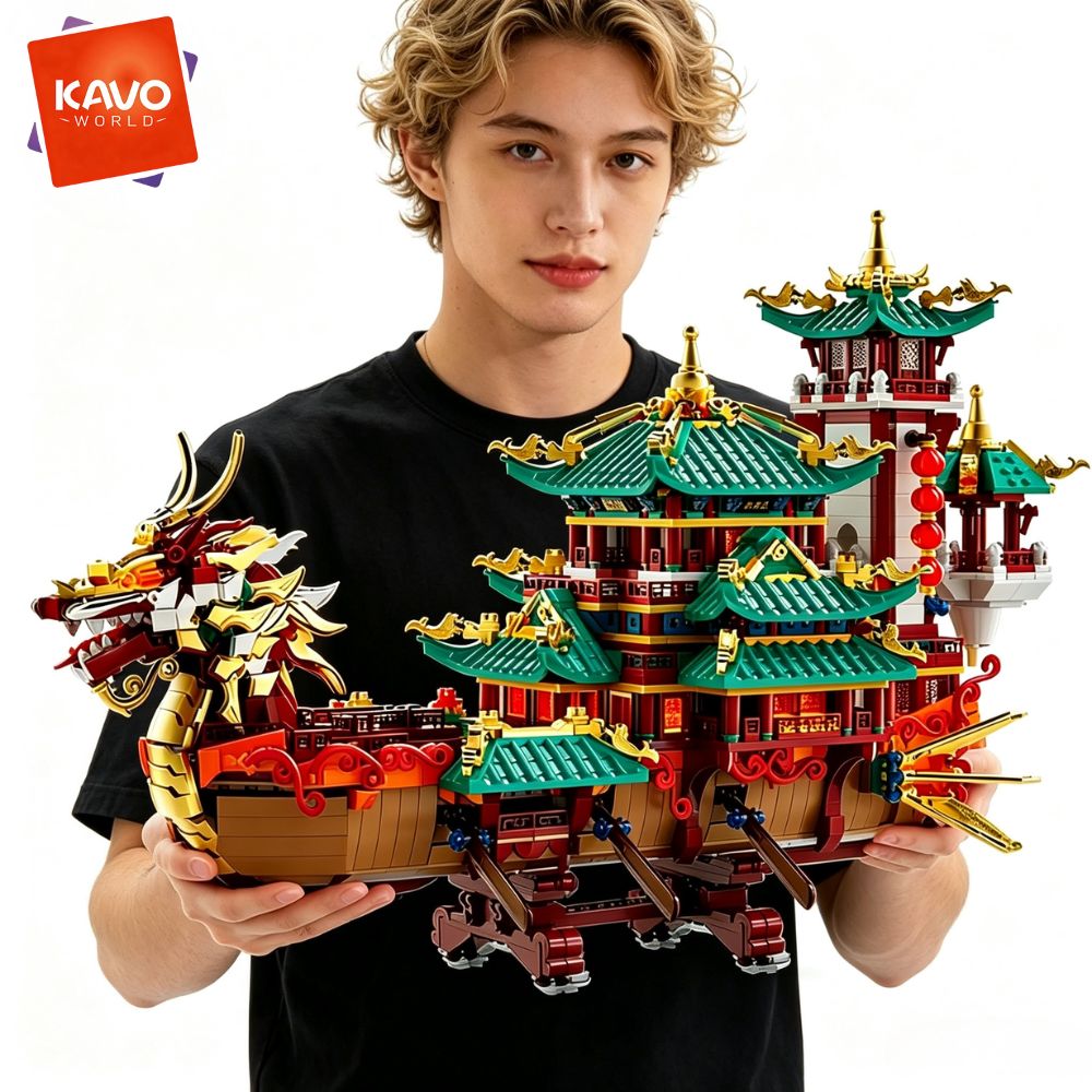 Luxury Bags From China - KAVOWORLD 2453-delige Drakenboot Bouwstenen Festival Chinees