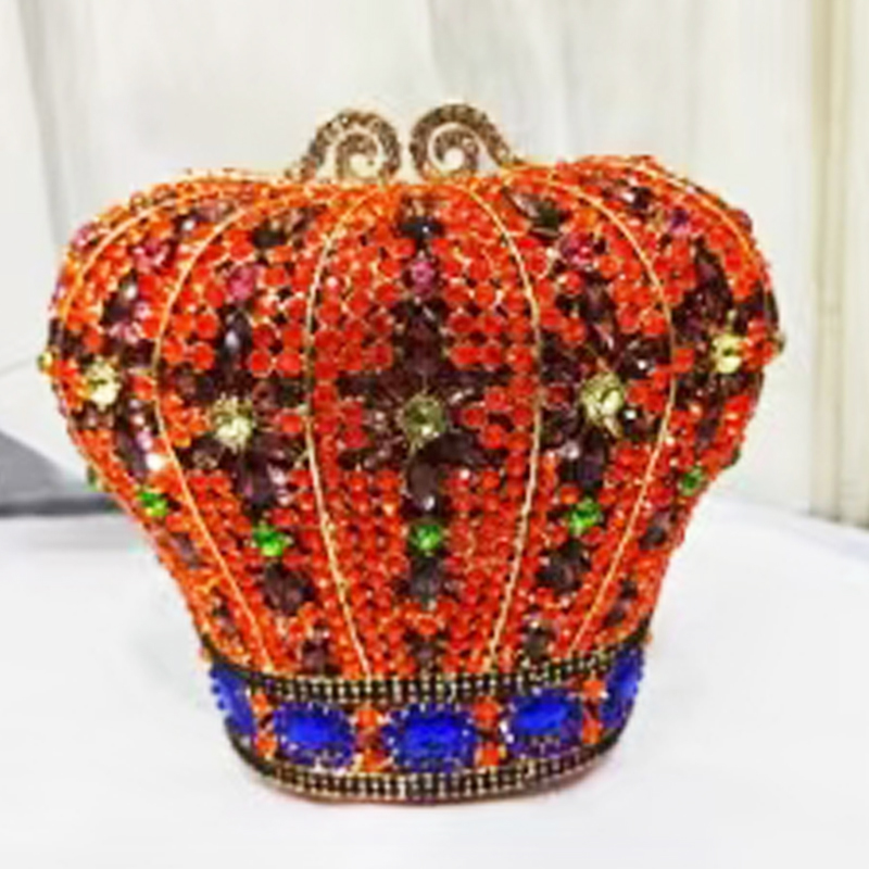 Mini Bag Evening Clutch - Kroon Oranje Grote Strass Avondtassen Kristallen