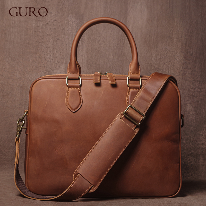 Luxury Bags Tote - GURO Mannen Crazy Horse Koeienhuid Aktetas