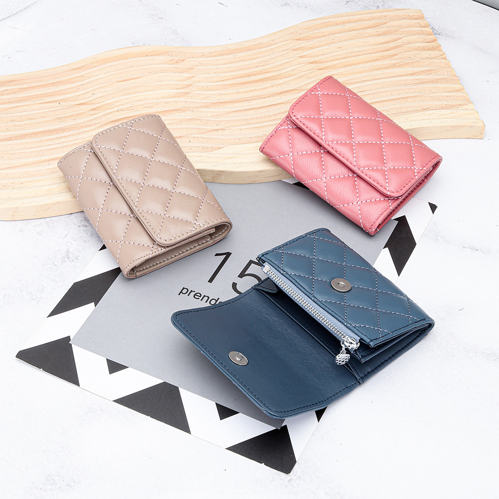 Luxury Quilted Bags - Schapenvacht Gewatteerde Kaarthouder Vrouwen Bifold Lederen