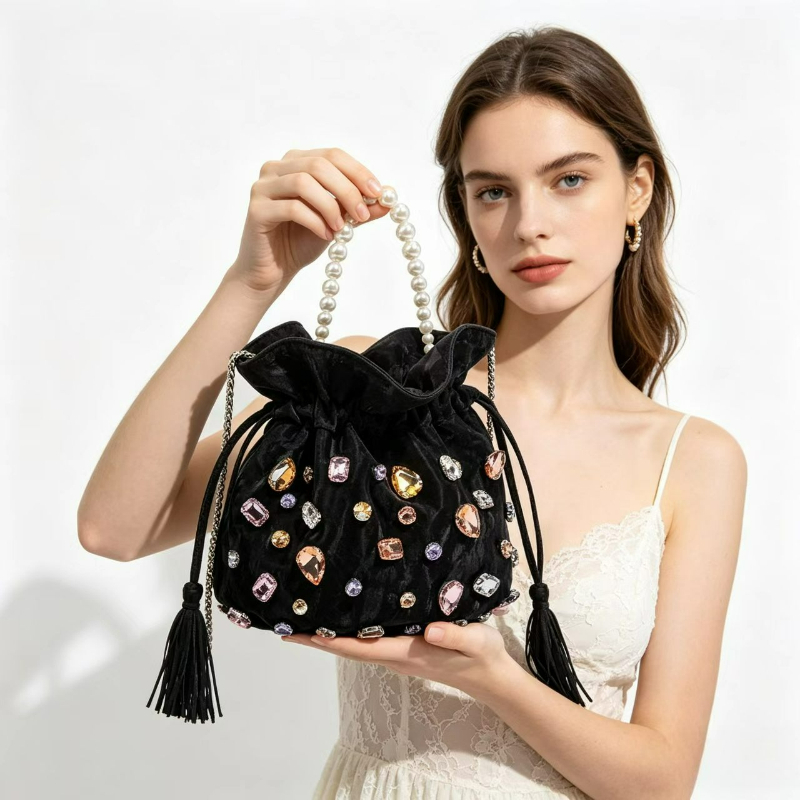 Luxury Bags Sling - Luxe dames schoudertas met geborduurde diamanten