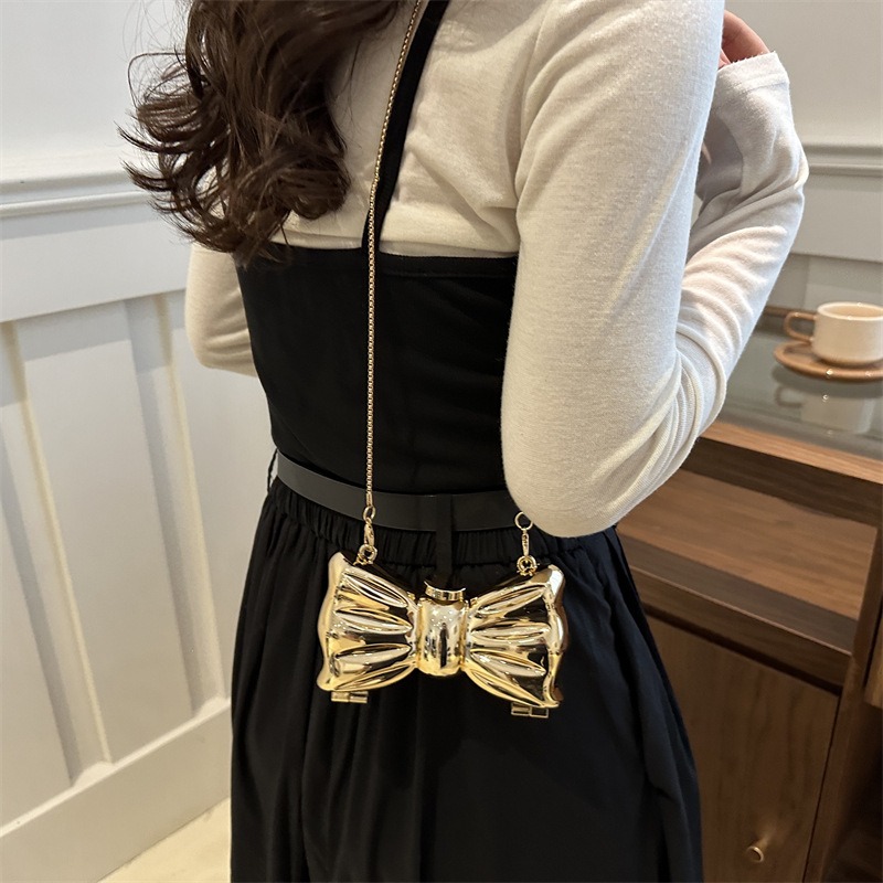 Glanzende gouden metalen strik - Mini Bag Evening Clutch recensie en prijs